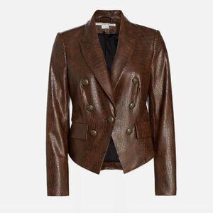 NWT $598 Veronica Beard Cooke Dickey Leather Blazer Jacket Chicory Brown 6